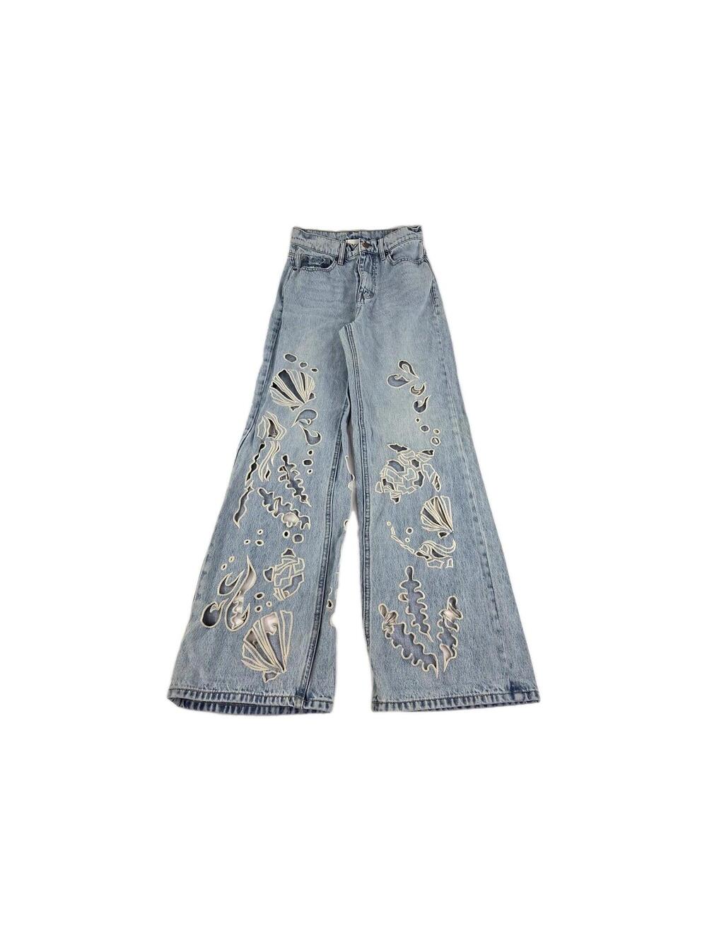 URBAN OUTFITTERS BDG High-Waisted Flare Jean Size 28 Cutout Seascape Denim Pant